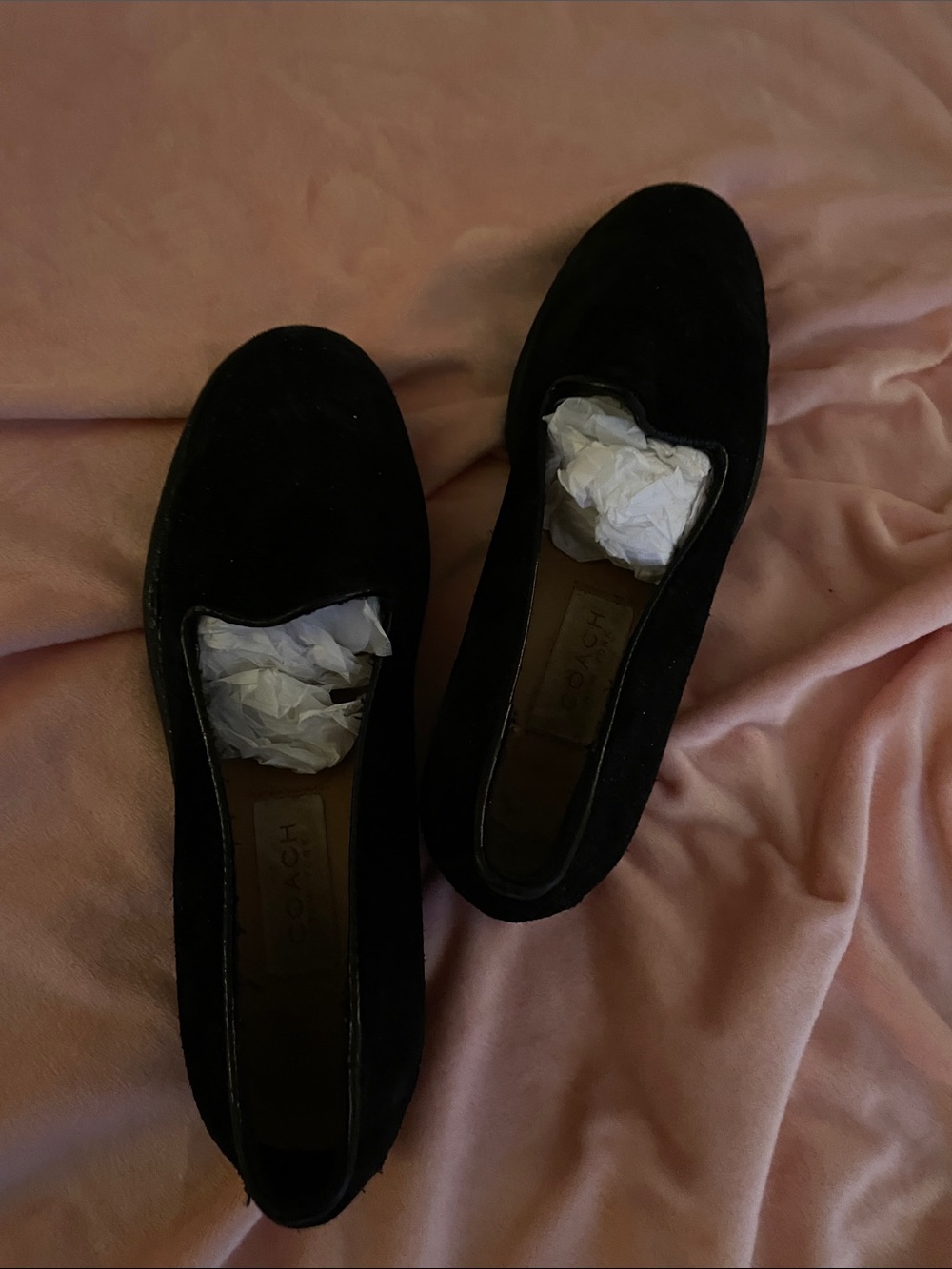 Coach Black Suede Slip-On Loafers